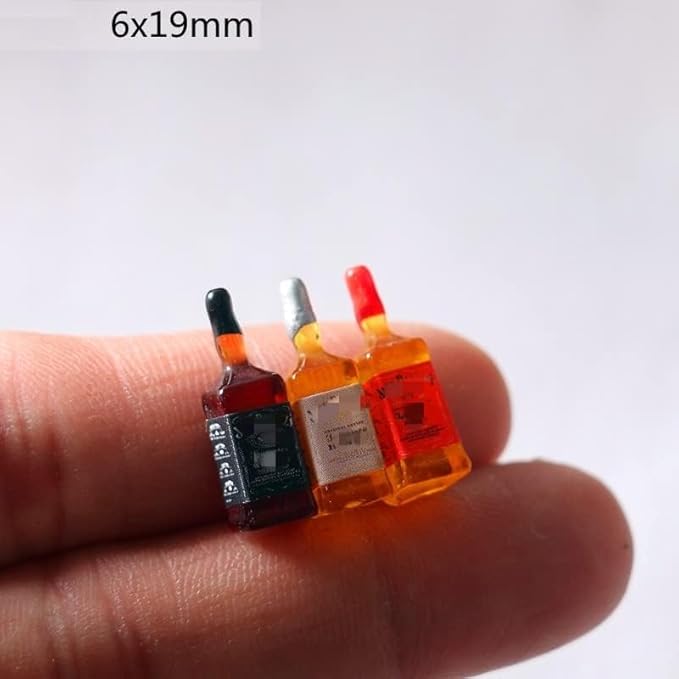 SXFSE Dollhouse Decoration Accessories, 1:12 Dollhouse Simulation 6 Pcs Mini Wine Bottle Food Play