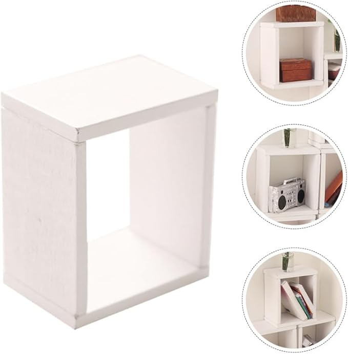 TOYANDONA 6pcs Dollhouse Miniature Storage Rack Floating Shelves Doll House Wall Rack Bookshelf Display Dollhouse Furniture Accessories White, 5.00X4.20X2.80CM, 7Z1025312FXTZ