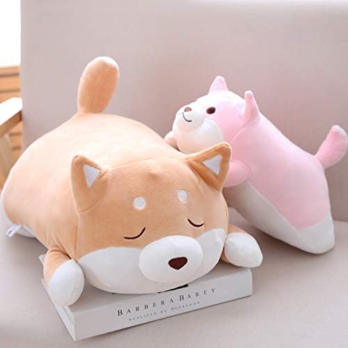 Shiba Inu Dog Plush Pillow, Cute Soft Corgi Stuffed Animals Doll Toys Gifts for Valentine, Christmas, Birthday, Bed, Sofa Chair (Pink Smiling Eye, 13.5in)