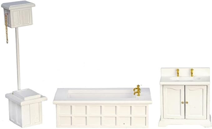 Melody Jane Dolls Houses Dollhouse Victorian Bathroom Suite Miniature White Furniture Set 1:12 Scale