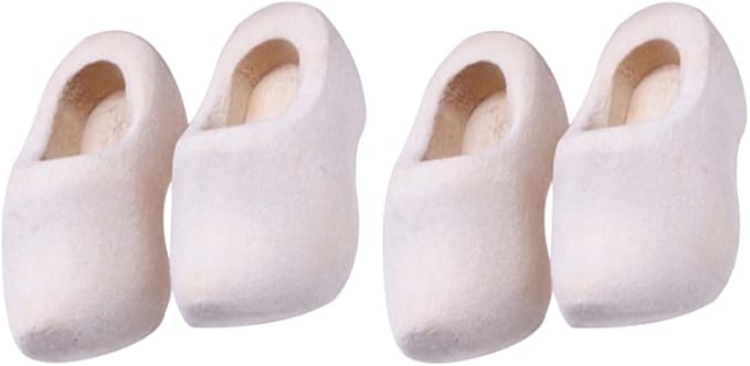 LUOZZY 2 Pairs Mini Wooden Shoes for DIY Crafts Miniature Wooden Shoes Blank Wooden Shoes Dollhouse Accessorie