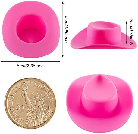 Skylety 20 Pieces Plastic Mini Cowboy Cowgirl Hat Miniature Western Small Doll Hat Cute Doll Cupcake Decoration for Dollhouse Cow Party Decoration (Pink)