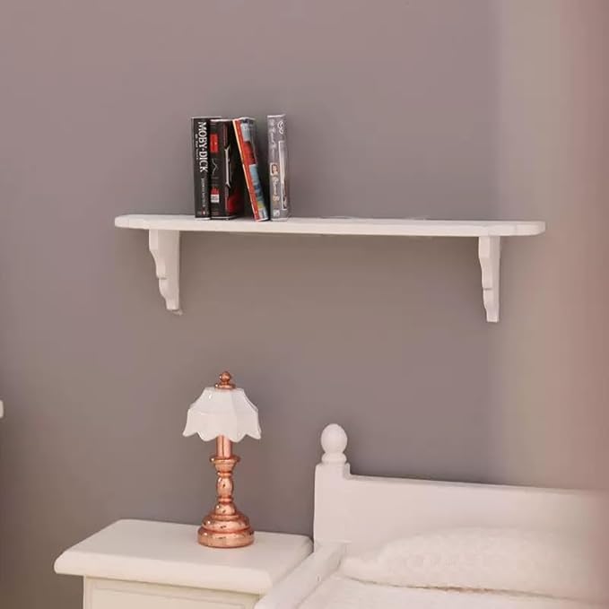 2Pcs White Dollhouse Wall Shelf,Miniature Accessories,Storage Shelf for Kitchen Scene Décor