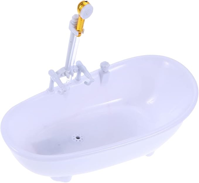 Doll Bathroom Set Electric Doll Bathtub House Furnisher Wood mini Bathtub Miniature White Miniature House Playsets