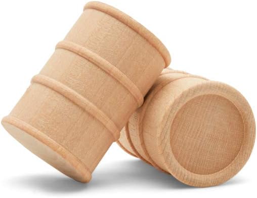 Wooden Oil Drums 1-5/8 Inch, Pack of 50, Small Unfinished Cargo Barrel, Perfect for Miniatures, Scale Models, Play Train Making or Woodworking Craft Projects, by Woodpeckers