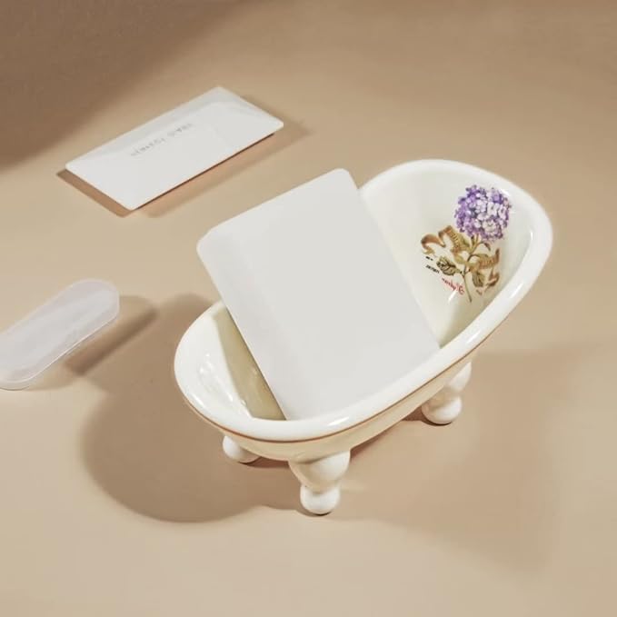 1 Piece 5.6" Ceramic Mini Clawfoot Slipper Bathtub Soap Dish Vintage Decortative Soap Dish