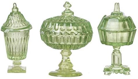 Melody Jane Dollhouse Green Candy Dishes & Lids Chrysnbon Miniature 1:12 Scale Ornaments