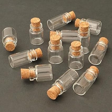 10Pcs Dollhouse Glass Jars Miniature: 1/12 Scale Glass Bottles Food Container for Kitchen Restaurant - Mini Canister Empty with Cork，Dollhouse Accessories，Dollhouses Décor