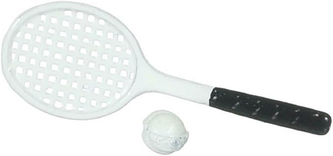 Dolls House Tennis Set 1:12 Scale Racket & Ball Miniature Games Accessory