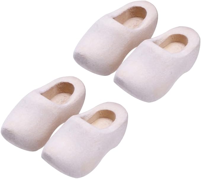 LUOZZY 2 Pairs Mini Wooden Shoes for DIY Crafts Miniature Wooden Shoes Blank Wooden Shoes Dollhouse Accessorie