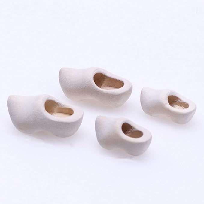LUOZZY 2 Pairs Mini Wooden Shoes for DIY Crafts Miniature Wooden Shoes Blank Wooden Shoes Dollhouse Accessorie