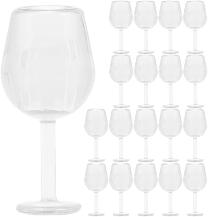 MAGICLULU 20Pcs Miniature Wine Glasses Set 1 12 Scale Dollhouse Goblet Cups Realistic Mini Cocktail Glasses for Dollhouse Accessories Photo Props and Decor