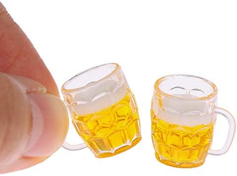 Mini House Drink Accessories Miniature Wooden Beer Barrel Figurine Wine Barrel Model with Faucet and Wine Glass for Fairy Garden Pub Bar Decoration