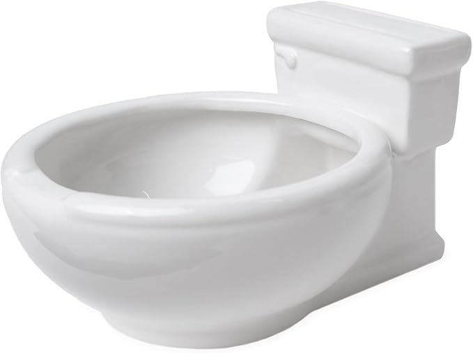 KwirkWorks Toilet Shaped Bowl for snacks, pet food dish, cereal, water, ramen - 7 inches
