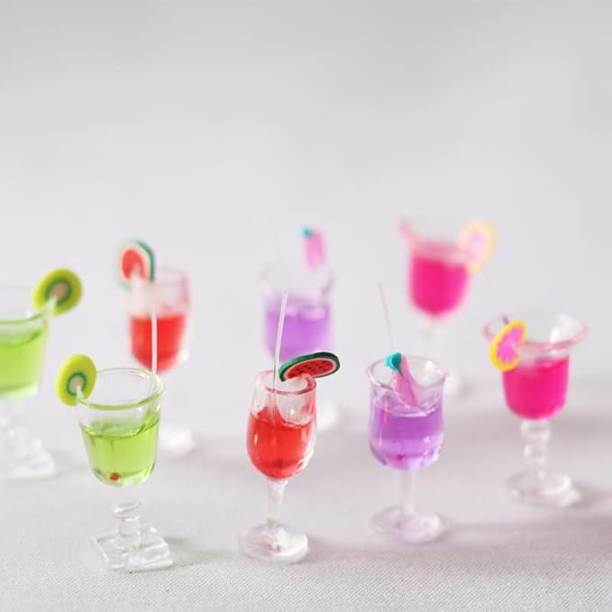 4-Piece 1:12 Scale Mini Bar Set - Hyper-Realistic Resin Wine & Cocktail Bottles for Dollhouse Kitchens, Architectural Models & Photography Props