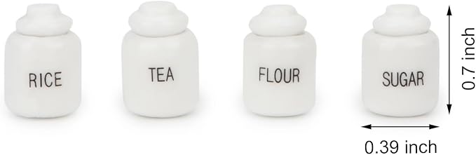 Dollhouse Seasoning Jar Miniature Sugar Shaker Candy Food Model Jars Set Dollhouse Ornament Mini Scene Accessories Restaurant Candy Simulation 1:12 Scale Kitchen Food Accessories (Porcelain)