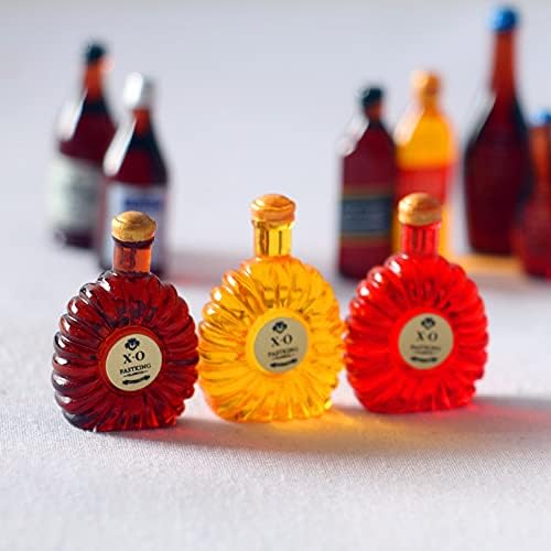 SXFSE Dollhouse Decoration Accessories, 1:12 Dollhouse Ornament 9 Pcs Mini Wine Bottles