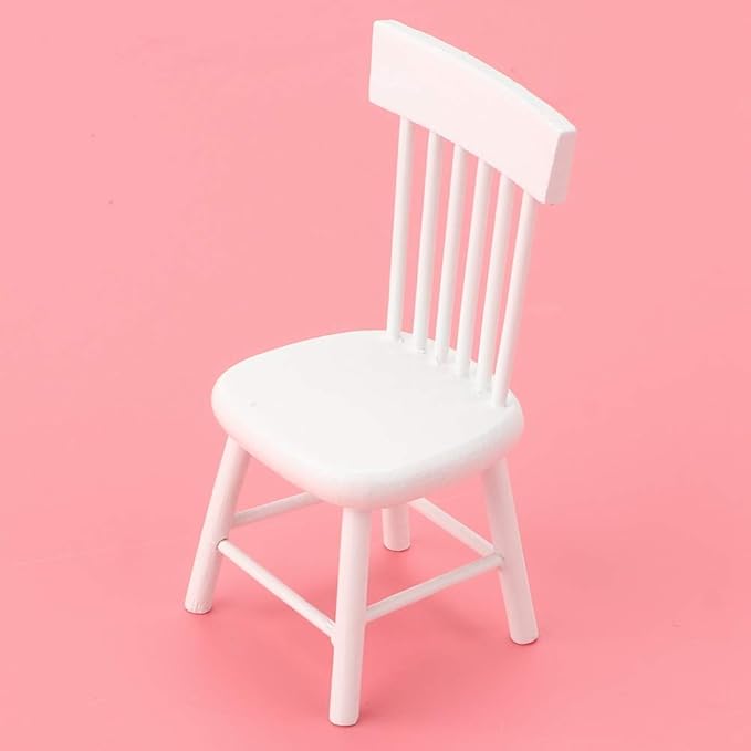 1PCS Doll Chair, Dollhouse Chairs, Miniature Chair, Portable 1:12 Doll House Furnitu, for Wedding, Dollhouse Dinning Room Home Decor Photography Props, 3.3x1.8x1.6 inch, White