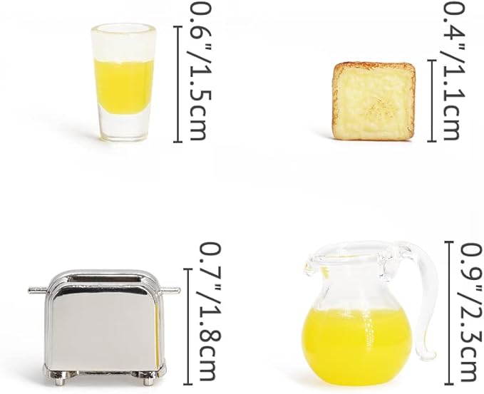 Odoria 1/12 Miniature Orange Juice Pitcher and Toaster Dollhouse Decoration Accessories