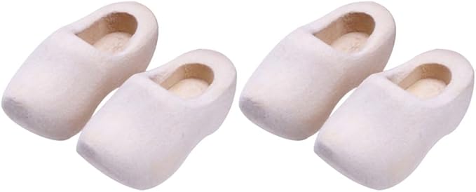 LUOZZY 2 Pairs Mini Wooden Shoes for DIY Crafts Miniature Wooden Shoes Blank Wooden Shoes Dollhouse Accessorie