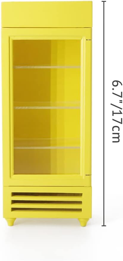 Odoria 1/12 Miniature Refrigerator Fridge Dollhouse Kitchen Furniture Accessories, Yellow