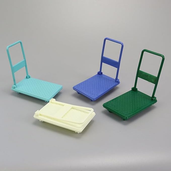 4X 1/12 Miniature Dollhouse PVC Hand Cart Mini Model for Christmas Dinning Room Home Decor Props