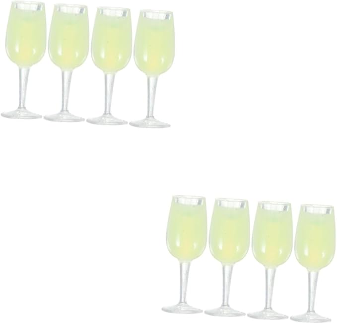 Housoutil 2sets Dollhouse Flutes Doll House Accessories Mini Wine Glasses Dollhouse Accessories Miniature Goblet Cups Bottles Mini Cups Prop Miniature Cups Mini Cups Model Resin 4pcs*2