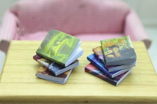 SXFSE Dollhouse Decoration Accessories, 1:12 Dollhouse Miniature Scene Model Novel Books for Bedroom Book Room Play Toy 7 Pcs (Multicolored, 20 x 24 mm)