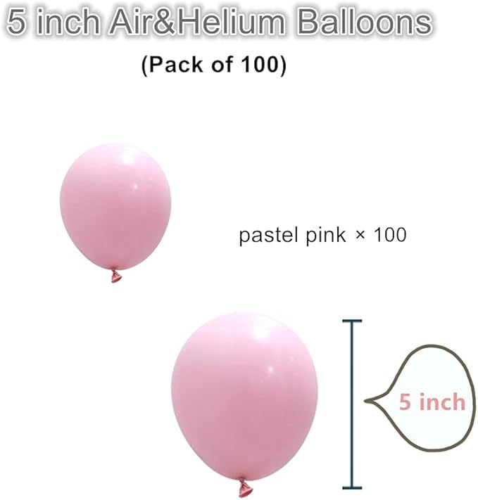 5 Inch Pastel Pink Balloons - 100 Pcs Mini Macaron Pink Latex Balloons for Birthday, Wedding, Baby Shower Parties