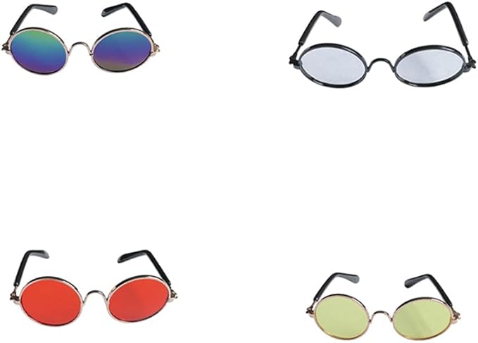 4 Pairs Sunglasses for labubu 15/17 CM,Metal Wire Sunglasses Set, Doll Costuem Decoration Accessories Set