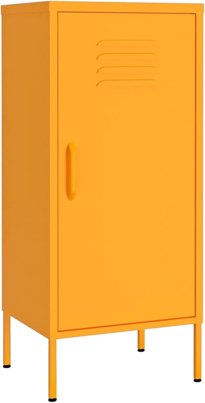 Steel Storage Cabinet, Mustard Yellow Medium Size with Adjustable Shelves, Durable Metal for Living Room or Bedroom Organization