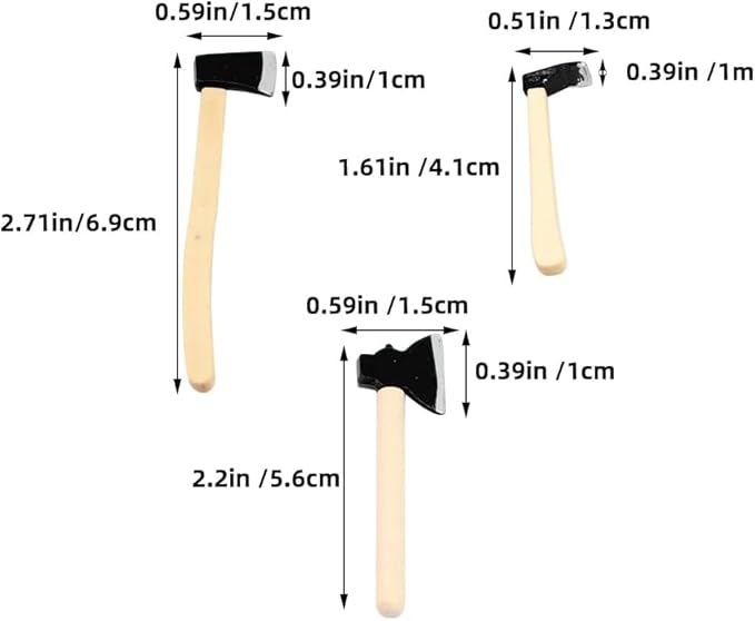 6 Pcs 1/12 Miniature Axe Dollhouse Decoration Accessories Model Miniature Decoration DIY Accessories Shooting Props