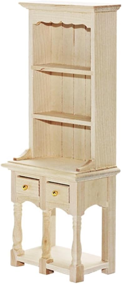 Mini Furniture Model - 1 12 Scale Wooden Storage Cabinet for Dollhouse Beige Miniature Stuff with 2-Door Drawer Design Perfect Dollhouse Accessories
