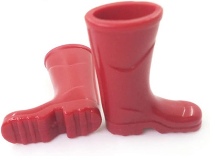 Christmas Decorations, Dollhouse Rain Boots Miniature 1:12 Scale Color DIY Mini Rain Shoes Plastic Rainboot Decoration for Doll Dollhouse Accessories, Red