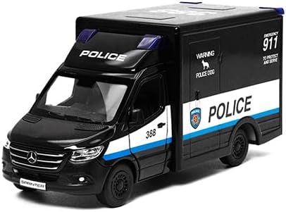 KiNSMART - Mercedes-Benz Sprinter Cargo Van 1:48 O Scale 5" Die Cast Metal Model Toy Van, Pull-Back Action (Police U.S.)