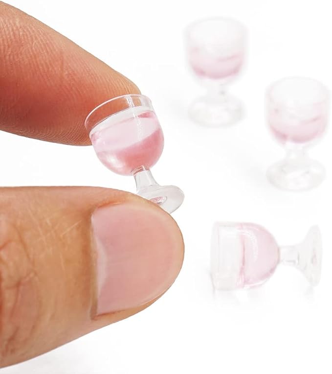 Odoria 1/12 Miniature Wine Glasses 12Pcs Dollhouse Decoration Accessories, Rose Wine