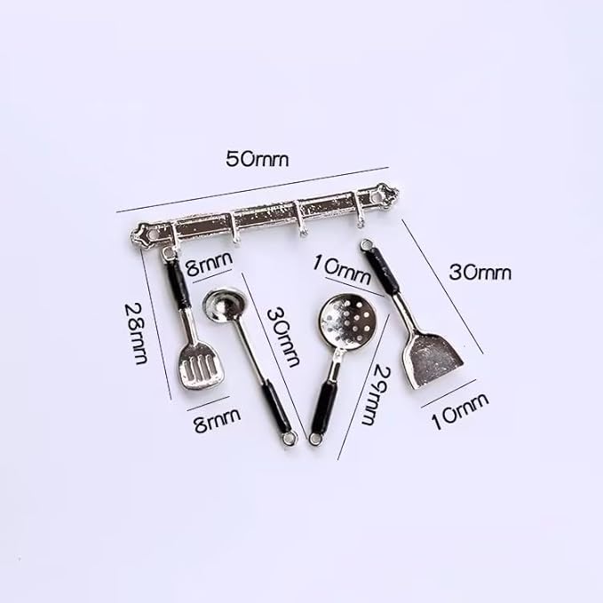 1Set Silver 1/12 Miniature Kitchen Utensils Dollhouse Decoration Accessories, Miniature Dollhouse Accessories Kitchen Set (2x1.6 inch)