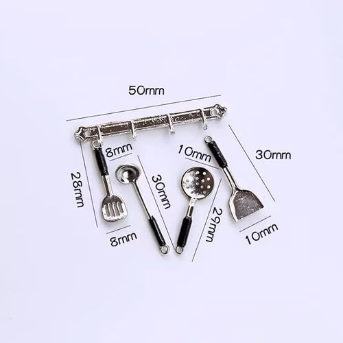 1Set Silver 1/12 Miniature Kitchen Utensils Dollhouse Decoration Accessories, Miniature Dollhouse Accessories Kitchen Set (2x1.6 inch)