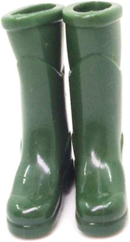 Doll Accessories|Dollhouse Rain Boots Miniature 1:12 Scale Color DIY Mini Rain Shoes Plastic Rainboot Decoration for Doll Dollhouse Accessories, Green