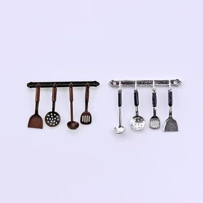 1Set Silver 1/12 Miniature Kitchen Utensils Dollhouse Decoration Accessories, Miniature Dollhouse Accessories Kitchen Set (2x1.6 inch)