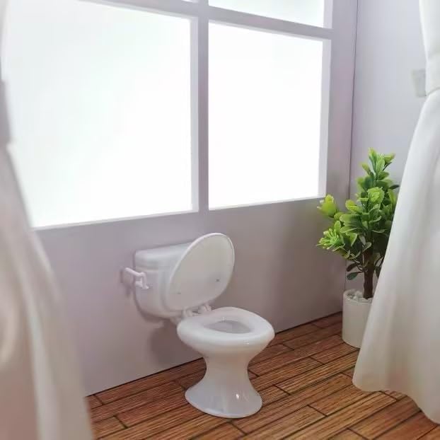 1:12 Scale Miniature Bathroom Toilet - Realistic Dollhouse Furniture for DIY Crafts, Dioramas and Architectural Models