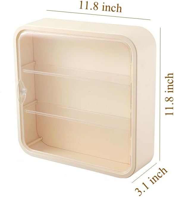 Clear Display Case for Figures, Wall Mounted Acrylic Storage Box, Dust Proof Display Cabinet Organizer for Mini Pop Mart Action Figures Collectibles (Cream)