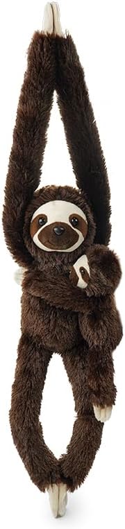 2pcs Sloth Hanging Stuffed Animal Mother with Baby Hanging Plush Toys, Three-Toed Sloth Hooks and Stuffed Animals with Rings for Kids, Gifts for Boys and Girls