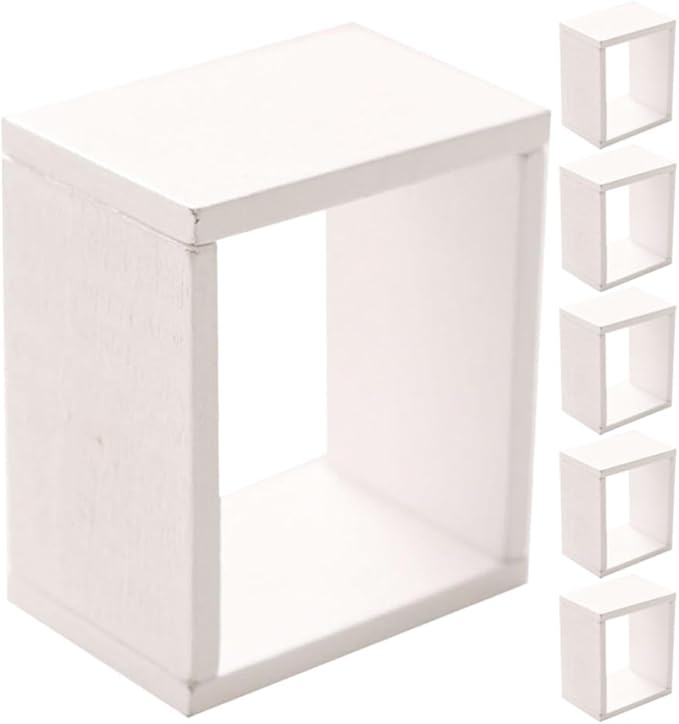 TOYANDONA 6pcs Dollhouse Miniature Storage Rack Floating Shelves Doll House Wall Rack Bookshelf Display Dollhouse Furniture Accessories White, 5.00X4.20X2.80CM, 7Z1025312FXTZ