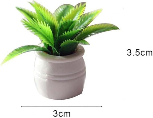 1:12 Scale Mini Potted Plants - Resin Botanical Decor for Dollhouse Kitchens and Living Rooms, Evergreen DIY Craft Accessories with Lifelike Foliage (2PCS)