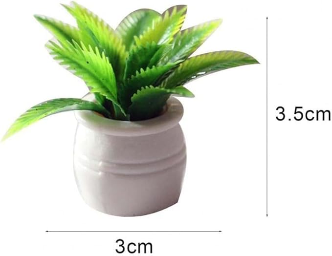 Miniature Dollhouse Tiny Fake Greenery Bonsai Ornament Crafts, Green Potted Flower Model, 1:12 Scale Doll House Miniature Plant Model,DIY Accessories, Shooting Props