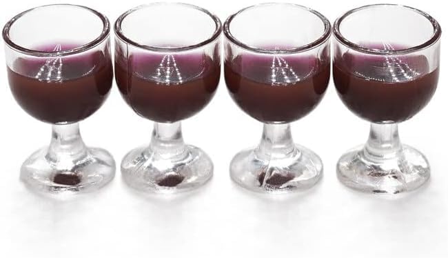 4 Pcs Red Wine 1/12 Miniature Wine Glasses Dollhouse Decoration Accessories Decoration Model Living Room Scene Craft Displays