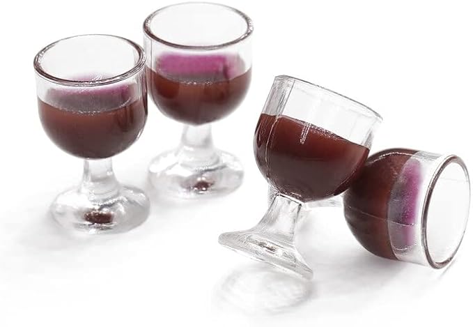 Odoria 1/12 Miniature Wine Glasses 4Pcs Dollhouse Decoration Accessories, Red Wine