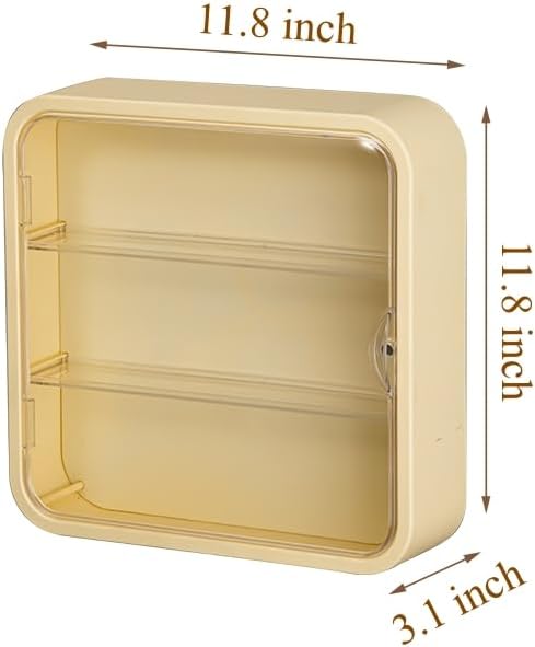 Clear Display Case for Figures, Wall Mounted Acrylic Storage Box, Dust Proof Display Cabinet Organizer for Mini Pop Mart Action Figures Collectibles (Yellow)