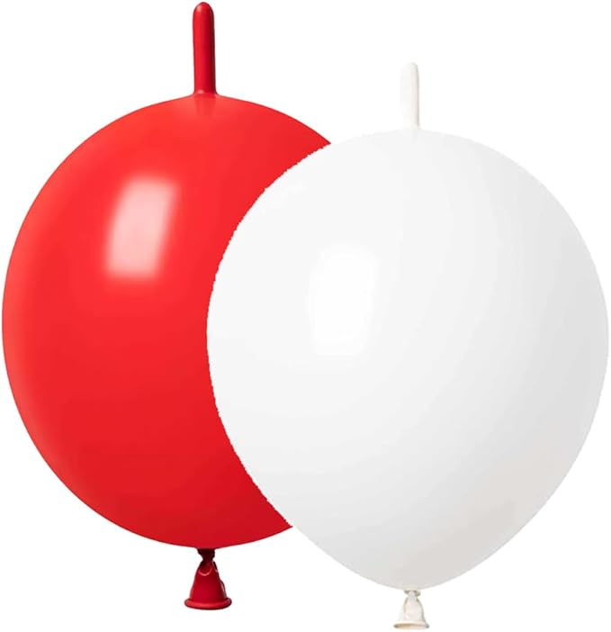 ADIDO EVA Link Balloons Red and White 12 Inch Quick Link Balloon 80 Pcs for Wedding, Baby Shower, Christmas, Party Festival Decorations
